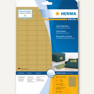 Herma Folien-Etiketten SPECIAL, 30.5 x 16.9 mm, gold glänzend, 2.400 St., 4100