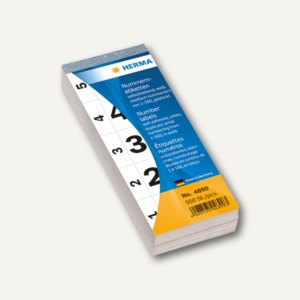 Herma Nummernblock 1-500 selbstklebend, 28 x 56 mm, weiß, 4890