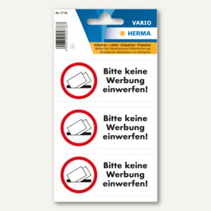 Hinweisetiketten Bitte keine Werbung einwerfen