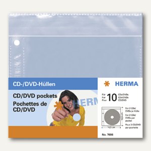 Herma CD/DVD-Hüllen, 145 x 135 mm, 50 Hüllen, 7686