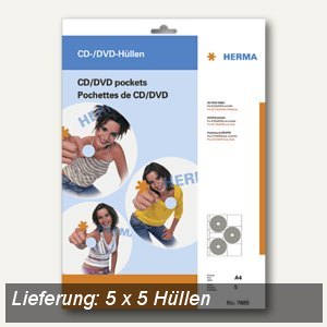 Herma CD/DVD-Hüllen, 306.5 x 233 mm, 25 Hüllen, 7685