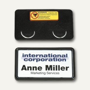 Durable Namensschild Clip-Card mit Magnet, 75 x 40 mm, schwarz, 25 Stück,8129-01