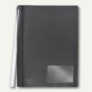 FolderSys Klemmmappe mit Schiene, A4, PP, vollfarbig schwarz, 50 Stück, 13008-30