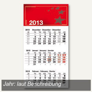 3-Monats-Wandkalender mit Kalenderblöcken