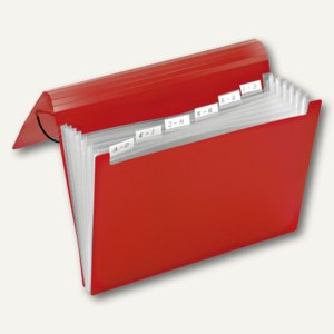 Veloflex Fächermappe CRYSTAL A4, 6 Fächer m. Taben, PP rot, 6 St., 4445220