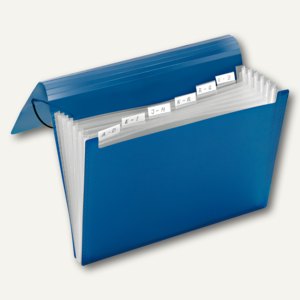 Veloflex Fächermappe CRYSTAL A4, 6 Fächer m. Taben, PP blau, 6 St., 4445250