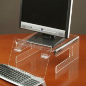 Monitorträger mit Tastatur-Ablage und Konzepthalter aus 3mm Acryl