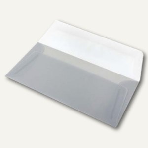 Transparente Briefumschläge DIN lang, nassklebend, silber, 100 Stück, 164002145