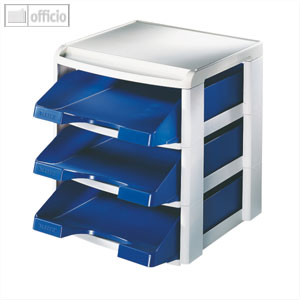 LEITZ Stapelmodul-Set, Briefablage, DIN A4, Polystyrol, blau, 5327-00-35