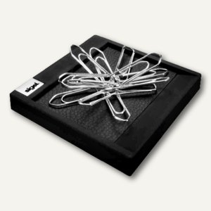 Sigel Klammern-Spender "cintano:X", 75 x 75 x 11 mm, Leder, saphirschwarz, SA506