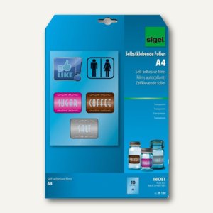 Inkjet-Folie, DIN A4, selbstklebend, transparent klar, 140my, 10 Blatt, IF130
