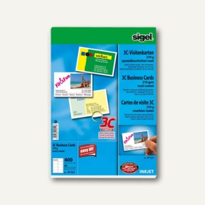 sigel Visitenkarten 3C 85 x 55 mm 250 g//qm hochweiß 800 Visitenkarten