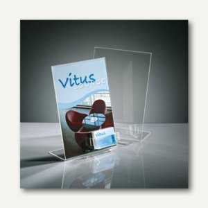 Sigel Tischaufsteller, DIN A4 hoch, schräg, Fach für Visitenkarten, Acryl, TA230