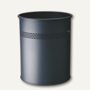 Durable Papierkorb, Metall, 15 Liter, perforiert, Ø 26 cm, dunkelgrau, 330058
