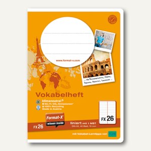Format X FX 26 Vokabelheft DIN A5 Liniert Mit Mittelstrich 40 Blatt 