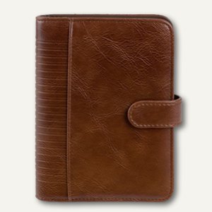 bind Systemplaner DIN A5, Lederimitat, 1 Woche/2 Seiten, Druckknopf, braun,15601