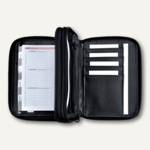Systemplaner DIN A7, Kalender 1 Woche/2 Seiten, Lederimitat, Reissverschluss, sc