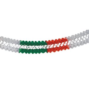 Girlande grün/weiß/rot, Papier, Ø 16 cm, L 4 m, schwer entflammb., 10St., 19285