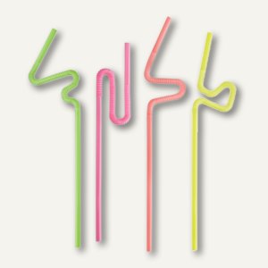 Papstar Trinkhalme langem, flexiblem Abschnitt, Ø6 mm, 25 cm, neon, 500St.,16724