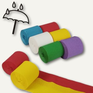 Krepp-Bänder Rollen, 10 m x 5 cm, wasserfest, farbig sortiert, 60er-Pack, 10056