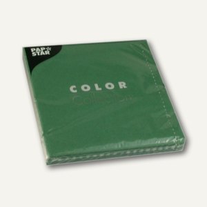Papstar Servietten, 3-lagig, 1/4-Falz, 33 x 33 cm, dunkelgrün, 300 Stück, 12432