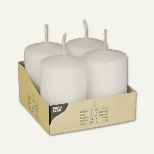 Lot De 4 Bougies Cylindriques Blanches - 5 Cm De Diamètre, 8 Cm De Haut - 117,8 G - Pour Décoration