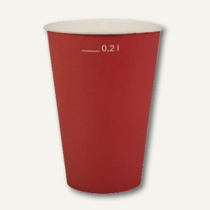 Papstar Trinkbecher, Pappe, 0.2 l, Ø 7cm, 9.7cm, rot, 300er-Pack, 14750