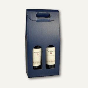Papstar Wein-Tragekartons mit Sichtfenster, für 2 Flaschen, blau, 20 St., 10228