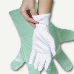 Papstar Baumwollhandschuhe, weiß, Größe M, 144 Stück, 12420