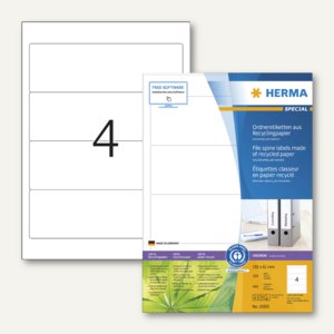 Ordner-Etiketten Recycling, breit/kurz - 192 x 61 mm, weiß, 400 Stück, 10835