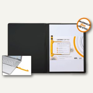 DiFyClipmappe Lucido/ DIN A4 schwarz+2GB USB Stick