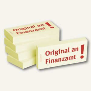 Haftnotizen bedruckt: Original an Finanzamt!