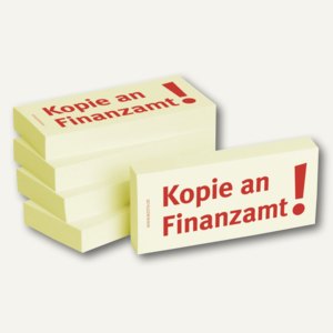 Haftnotizen bedruckt: Kopie an Finanzamt!