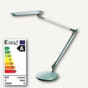 Alco LED-Arbeitsplatzleuchte 9158, Doppelarm, flexibel, silber/anthrazit, 9158 Alco LED-Arbeitsplatzleuchte 9158, Doppelarm, flexibel, silber/anthrazit, 9158