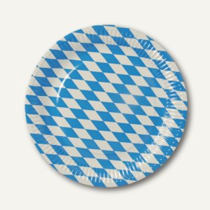 Papstar Pappteller "Bayrisch Blau", rund, Ø 26 cm, 500er-Pack, 19987
