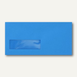 Briefumschläge 110x220 mm DL nassklebend Fenster links 30x100mm blau 500St.