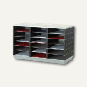 Sortierstation für DIN A4, 18 Fächer, Sockel + Rollen, grau/schwarz, SK18BR.35