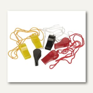 Papstar Trillerpfeifen, (L)55 mm, sortiert in schwarz/rot/gelb, 100 Stück, 10064 Papstar Trillerpfeifen, (L)55 mm, sortiert in schwarz/rot/gelb, 100 Stück, 10064