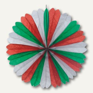 Dekofächer "grün/weiß/rot", Papier, Ø 60 cm, schwer entflammbar, 10St., 19381