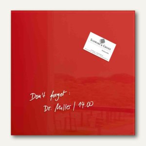 Sigel Glas-Magnettafel "artverum", 300 x 300 mm, 2 Magnete, rot, GL159