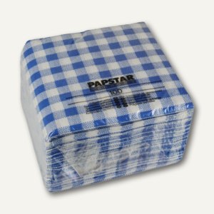 Motivservietten, 1-lagig, 1/4-Falz, 30 x 30 cm, "Karo weiß-blau", 1.600St.