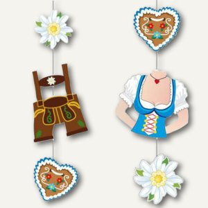 Papstar Hängedekoration "Trachten & Dirndl", (L)75 cm, Papier, 10 Stück, 82814