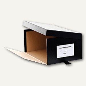 Notariatskasten, 23.5 x 15.5 x 33.5 cm, Karton, seitl. aufklappbar, schwarz