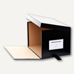 Notariatskasten, 24 x 21.5 x 33.5 cm, Karton, seitl. aufklappbar, schwarz