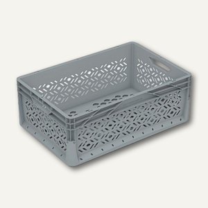 Euronormbox 46 Liter, 60 x 40 x 22 cm, gebrochen, grau, 2 Stück, 604022D-000