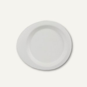 Papstar Teller "pure", Zuckerrohr, oval, 12.4 x 11.2 cm, weiß, 500 St., 85211