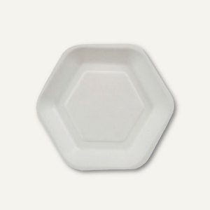 Papstar Teller "pure" "Hexagon", Zuckerrohr, 13 x 11.2 cm, weiß, 500 St., 85212