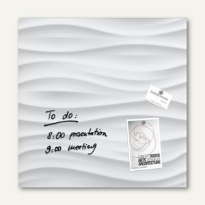 Sigel Glas-Magnettafel "artverum", 480 x 480 mm, 2 Magnete, White-Wave, GL256