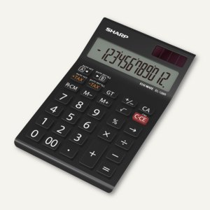 Tischrechner EL-126RWH, 12-stellig, Solar-& Batteriebetrieb, schwarz, EL-126RWH
