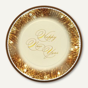 Papstar Pappteller "Happy New Year", rund, Ø 23 cm, 200 Stück, 85060